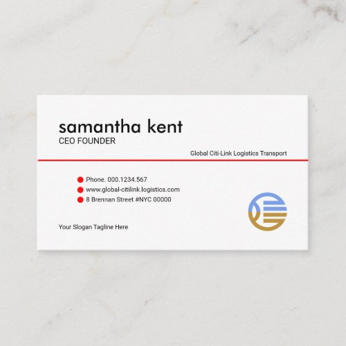 Simple Minimalist Red Line Buttons Founder CEO Business Card