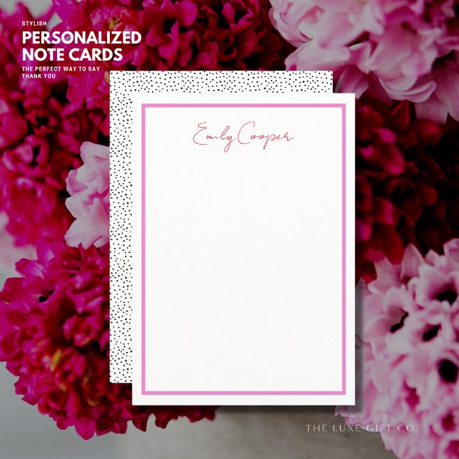 Simple Minimalist Red Purple Thank You Polka Dots Note Card (Creator Uploaded)