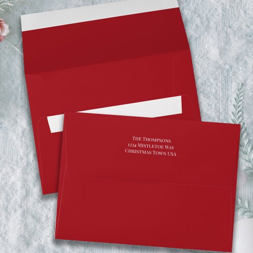Simple Minimalist Red Return Address Printed Envelope