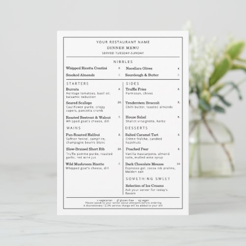 Simple Minimalist Restaurant Add Your Logo Menu