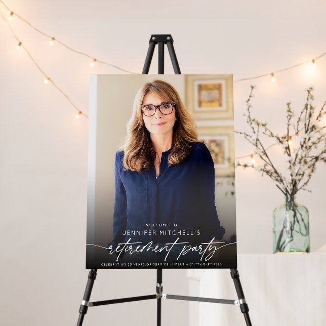 Simple Minimalist Retirement Party Photo Welcome Foam Board (In Situ (Stand))