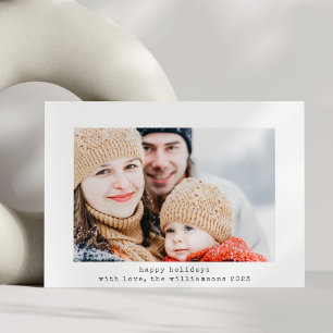 Simple Minimalist Retro Typewriter Two Photo  Holiday Card
