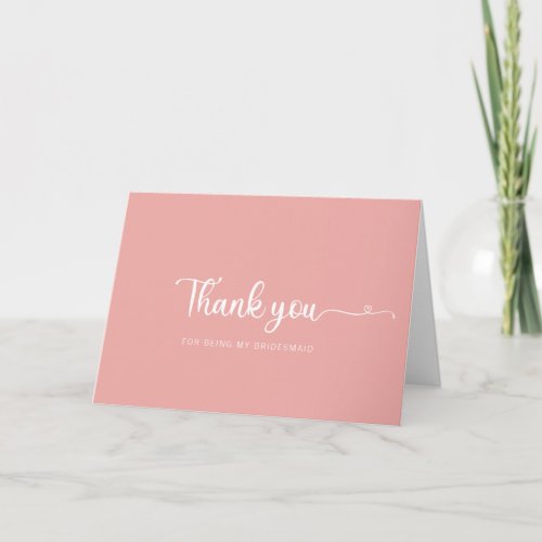 Simple Minimalist Rose Bridesmaid Thank You Card