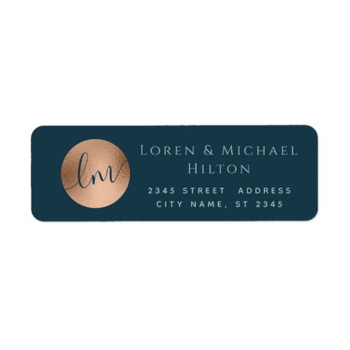 Simple minimalist rose gold circle monogram label