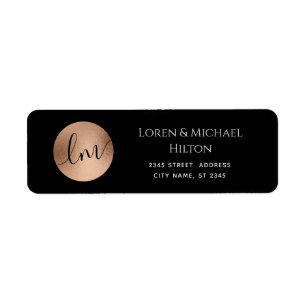 Simple minimalist rose gold circle monogram label