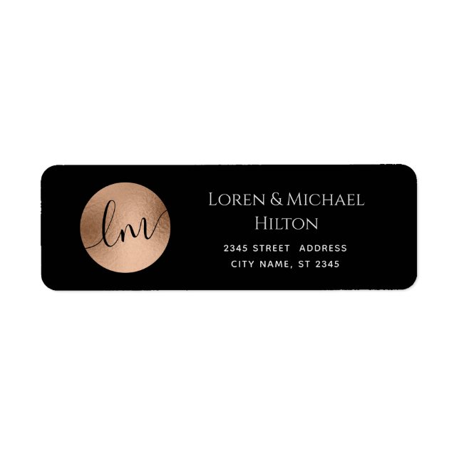 Simple minimalist rose gold circle monogram label (Front)