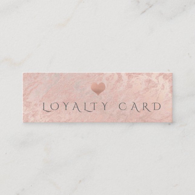 Simple minimalist rose gold marble heart loyalty card (Front)
