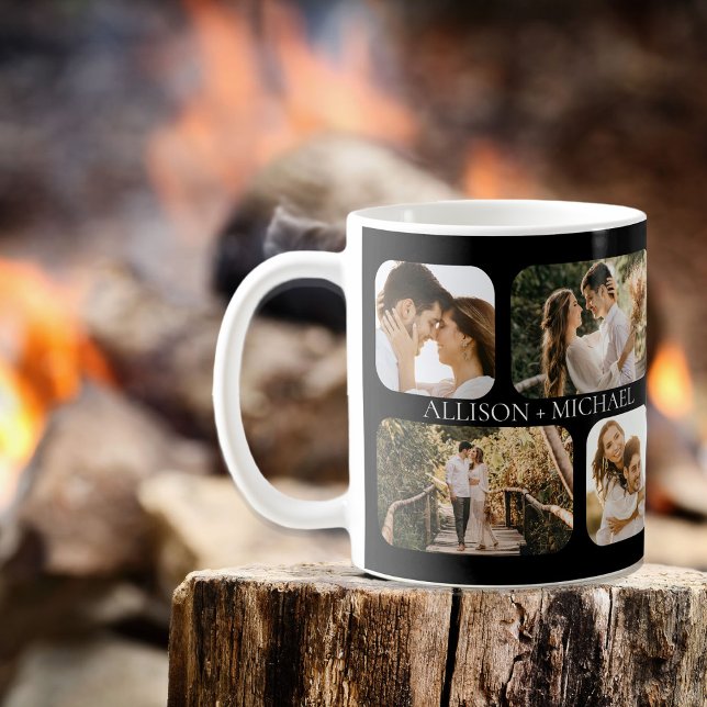 Simple Minimalist Rounded-Edge Photo Couples Names Coffee Mug (Creator Uploaded)