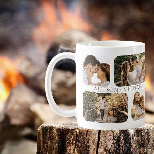 Simple Minimalist Rounded_Edge Photo Couples Names Coffee Mug