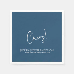 Simple Minimalist Royal Blue Graduation Party Napkins