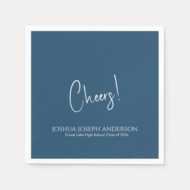 Simple Minimalist Royal Blue Graduation Party Napkins (Front)