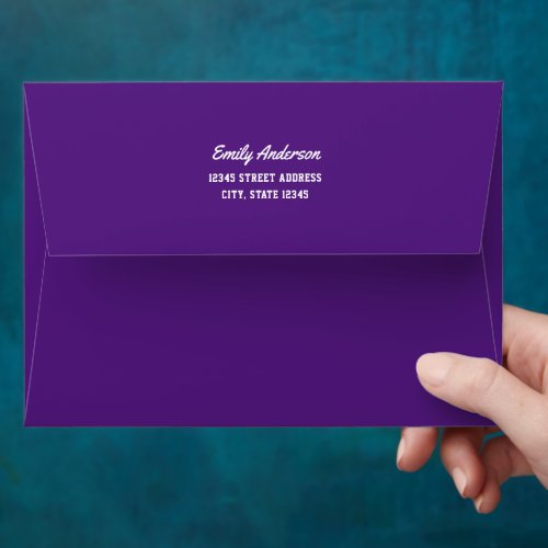 Simple Minimalist Royal Purple Return Address Envelope