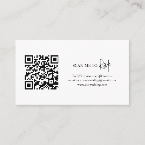 Simple Minimalist RSVP Elegant QR Code Wedding Enclosure Card