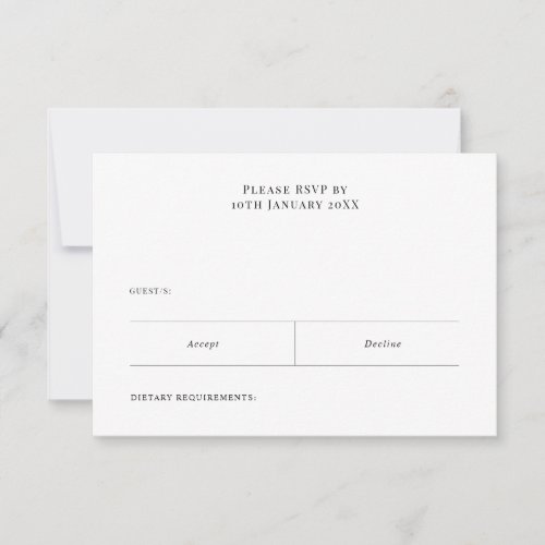 Simple minimalist RSVP Reply Card