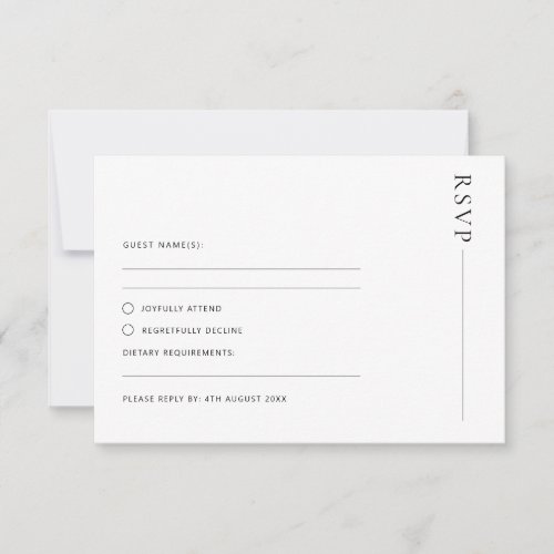 Simple minimalist RSVP Reply Card