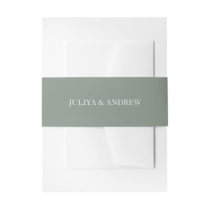 Simple minimalist saga green wedding  invitation belly band
