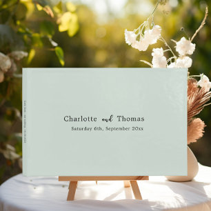 Simple minimalist sage green classic wedding guest book