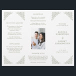 Simple Minimalist Sage Green Photo Wedding Program<br><div class="desc">Elegant photo wedding program features a minimalist design with a delicate floral border,  perfectly suited for formal weddings. The classic typography and customizable text make it a timeless choice for couples seeking sophisticated,  personalized wedding stationery.  For customization or additional products featuring this design,  please feel free to contact me.</div>