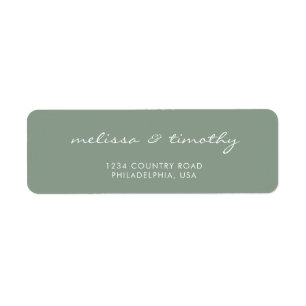 Simple Minimalist Sage Green Wedding Address Label