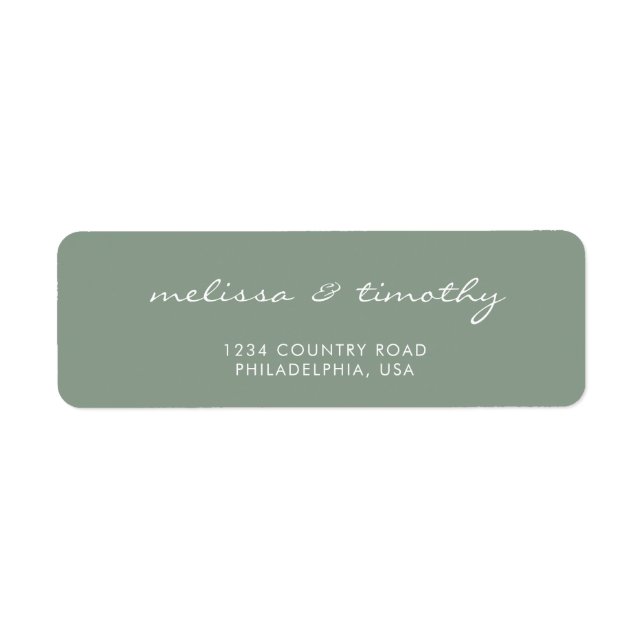 Simple Minimalist Sage Green Wedding Address Label (Front)