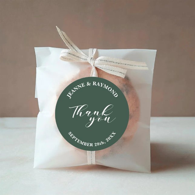 Simple Minimalist Sage Green Wedding Favor Classic Round Sticker (Simple sage green wedding favor sticker adds minimalist elegance to your celebration.)