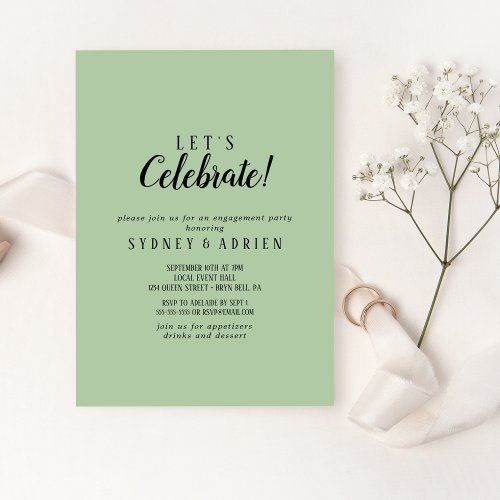 Simple MinimalistSage Lets Celebrate Party Invitation