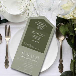 Simple Minimalist Sage Olive Green Cream Website All In One Invitation