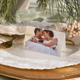 Simple Minimalist Sage Photo Wedding Letterpress Thank You Card
