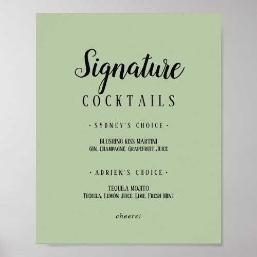 Simple MinimalistSage Signature Cocktails Poster