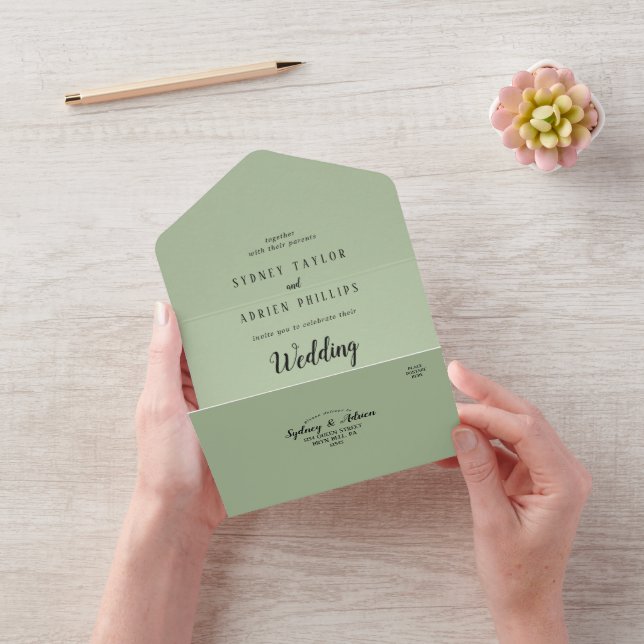 Simple Minimalist|Sage Wedding All In One Invitation (Video)