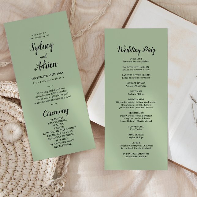 Simple Minimalist|Sage Wedding Program (Creator Uploaded)