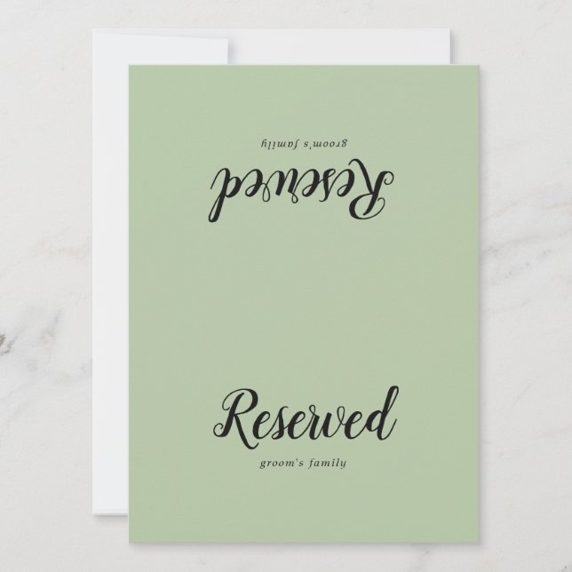 Simple Minimalist|Sage Wedding Reserved Sign (Front)