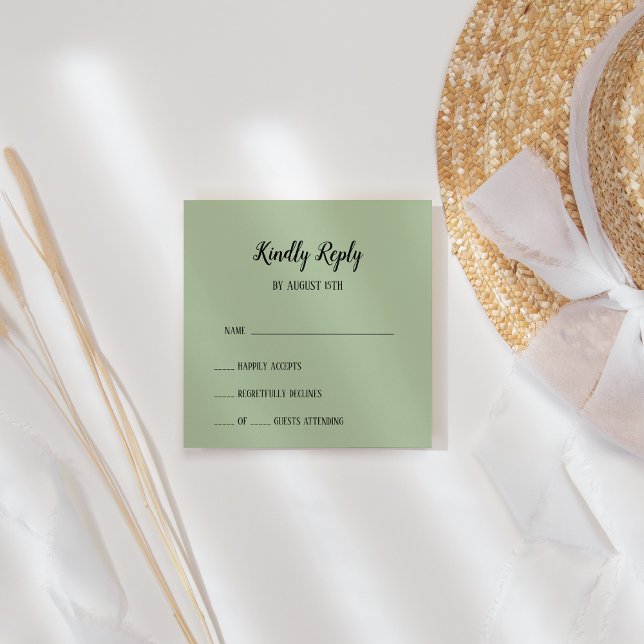 Simple Minimalist|Sage Wedding RSVP Card (Creator Uploaded)