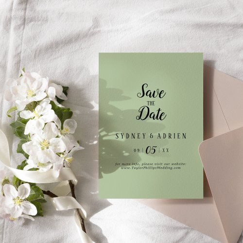 Simple MinimalistSage Wedding Save The Date