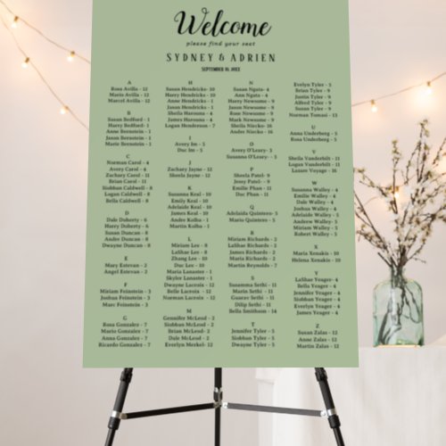 Simple MinimalistSage Wedding Seating Chart  Foam Board