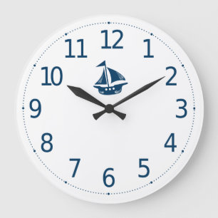 Simple Minimalist Sail Ship Nautical Wall Clock