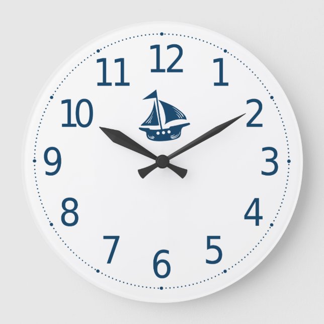 Simple Minimalist Sail Ship Nautical | Wall Clock (Front)