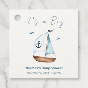 Simple Minimalist Sailboat Anchor Baby Shower Favor Tags