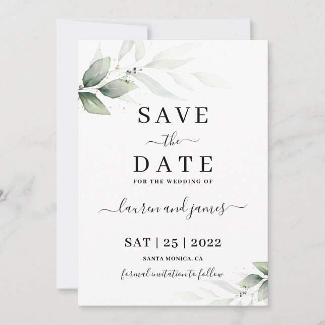 Simple minimalist Save the Date invitation (Front)