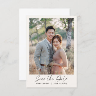Simple Minimalist Save The Date With Photo Invitation