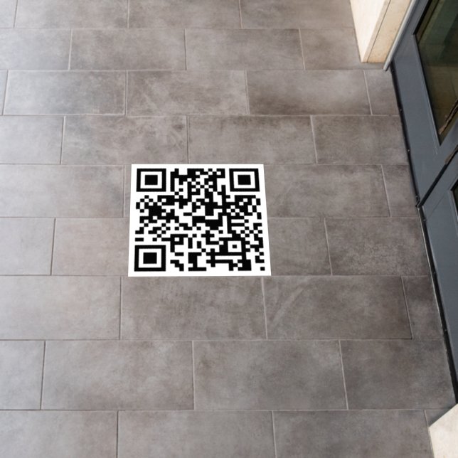 Simple Minimalist Scannable Black & White QR Code Floor Decals (Restaurant)