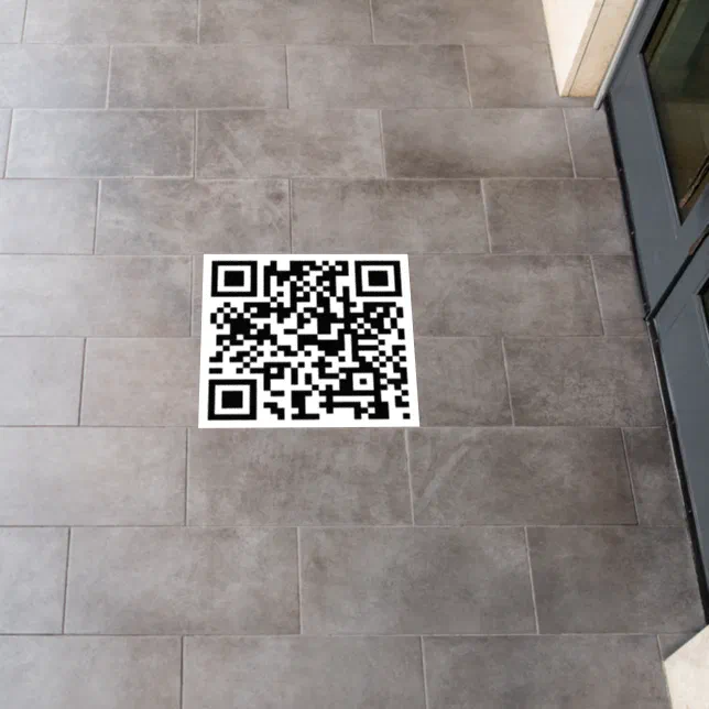 Qr Code Rug Simple Minimalist Scannable Black & White QR Code Floor Decals | Zazzle