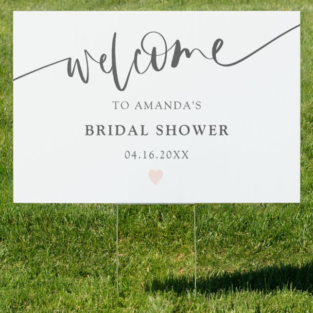 Simple minimalist script bridal shower welcome sign (Insitu)