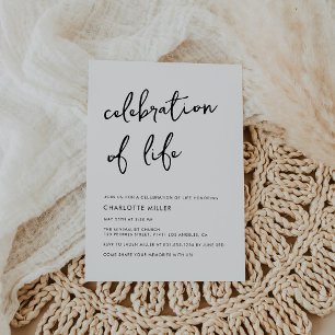 Simple Minimalist Script Celebration Of Life Invitation