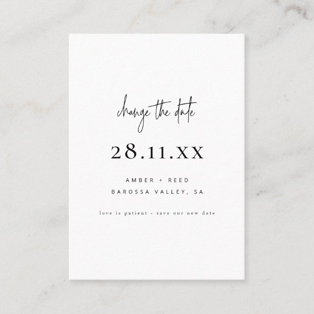 Simple Minimalist Script Change the Date Small Referral Card (Front)