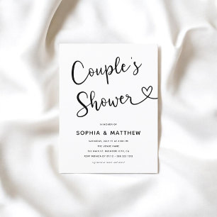 Simple Minimalist Script Heart Couples Shower Postcard