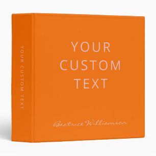Simple Minimalist Script Name Custom Pink Orange 3 Ring Binder