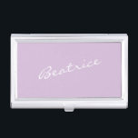 Simple Minimalist Script Name in Lavender Lilac Business Card Case<br><div class="desc">This stylish custom Business Card Case features a simple minimalist design of your name in a beautiful handwritten script lettering in white on a pastel purple lilac background. Great gift idea!</div>