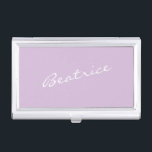 Simple Minimalist Script Name in Lavender Lilac Business Card Case<br><div class="desc">This stylish custom Business Card Case features a simple minimalist design of your name in a beautiful handwritten script lettering in white on a pastel purple lilac background. Great gift idea!</div>