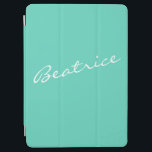 Simple Minimalist Script Name Mint Green Custom iPad Air Cover<br><div class="desc">This stylish custom iPad case features a simple minimalist design of your name in a beautiful handwritten script lettering in white on a mint green  background. Great gift idea!</div>